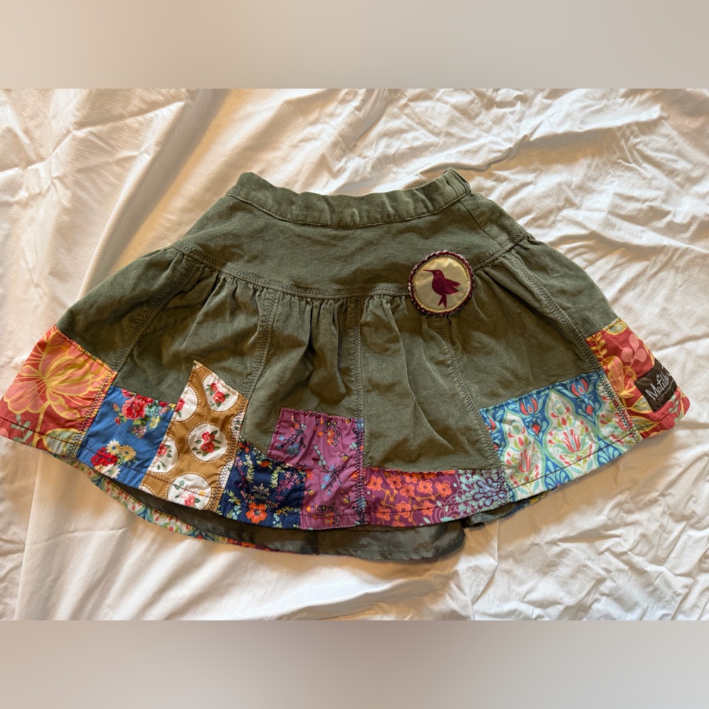 Matilda Jane Olive Green Girls Skirt with Patchwork Trim